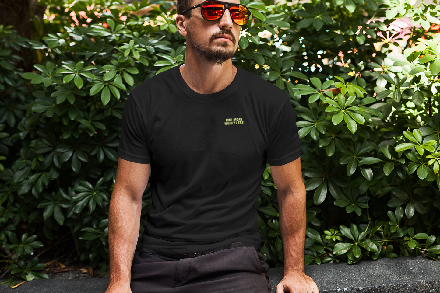 Hike more, worry less - Unisex  Premium T-Shirt (Backprint)